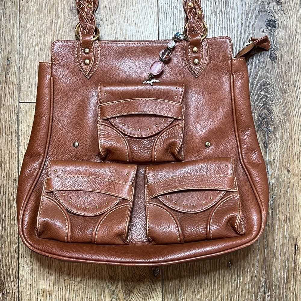 Flavi Olivera Brown Leather Shoulder Bag - Picture 3 of 10
